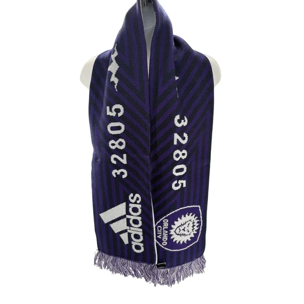 Adidas Orlando City‎ SC MLS Soccer Futbol Purple White Scarf NEW